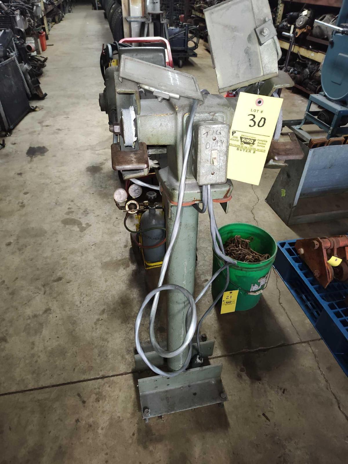 Bench grinder on pedestal stand, working condition.