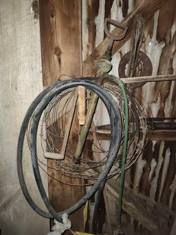 Barrel, Pump, t posts, Chicken wire, Chairs Etc