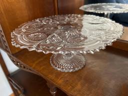 Brides Maid Basket, Cups and Saucers, Glass Handled Basket