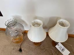 (3) Table Lamps and Oil Lamp