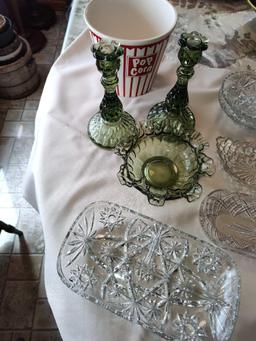 Green Drepession Glass, Massillon Coffee Pot, Pithcer