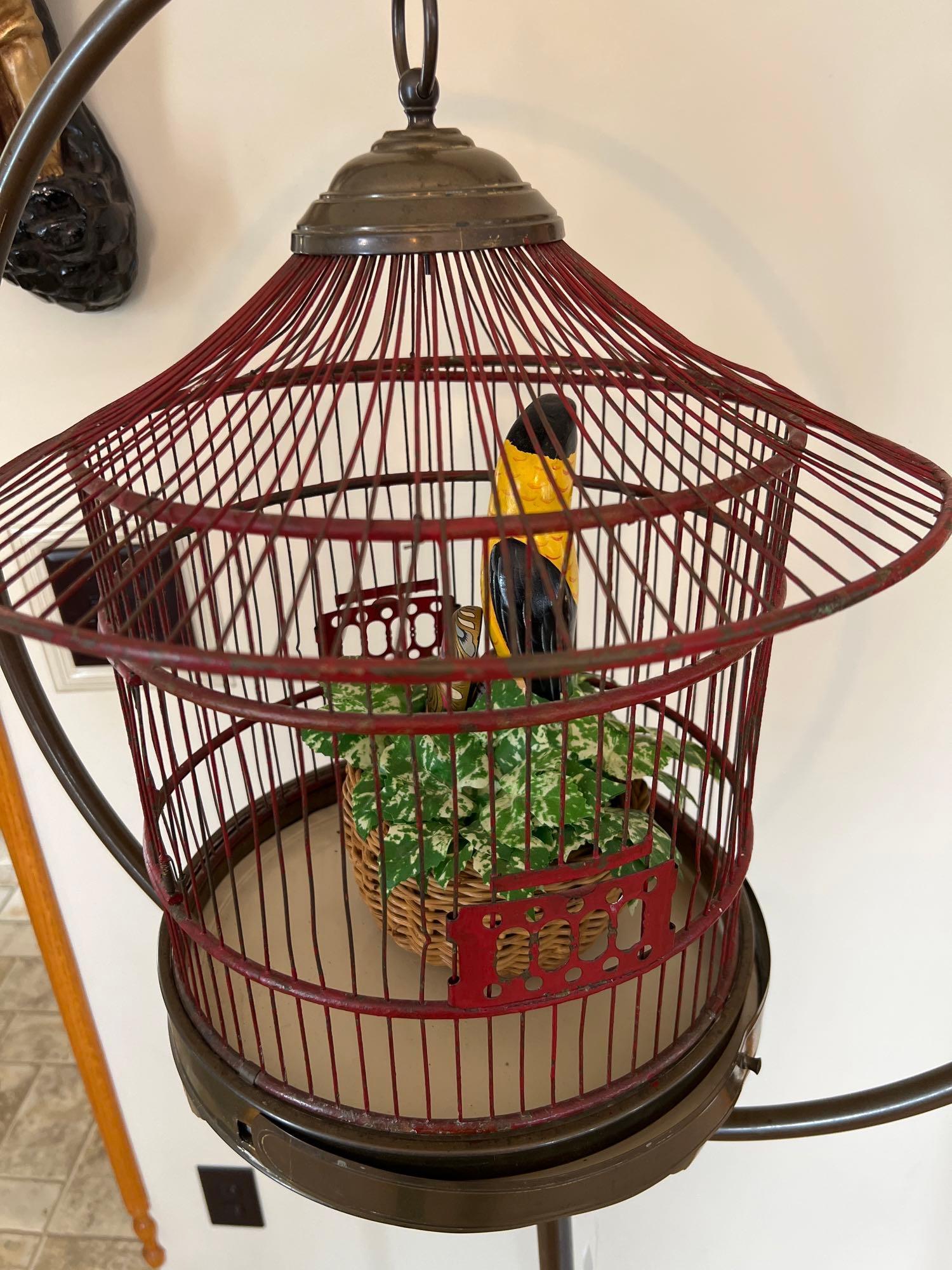 Vintage Hanging Bird Cage with Stand