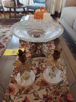 Coffee Table Runner, Candle Display, & Marble Base Decor