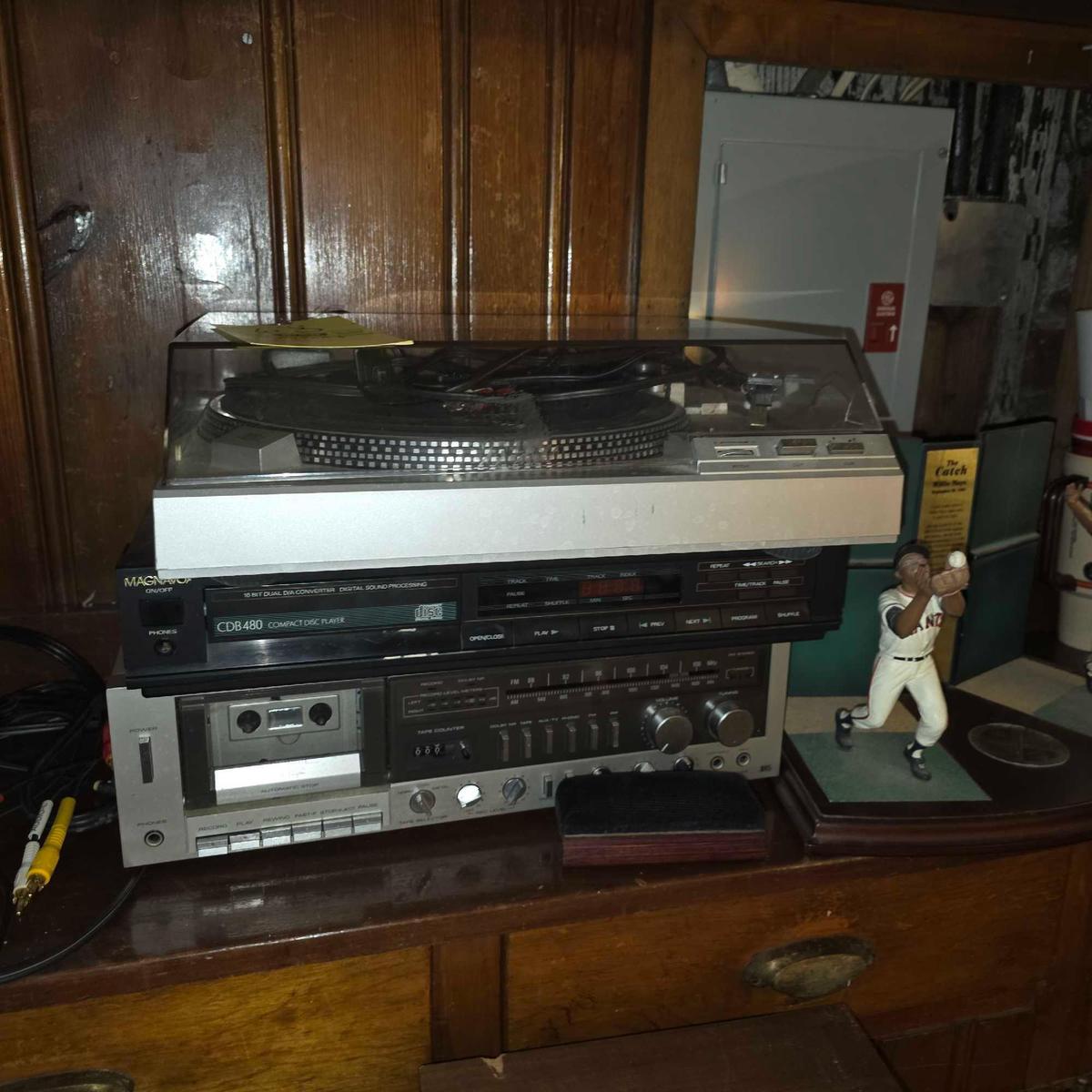 Phonograph, Magnavox CD Player, & Realistic Tape/Tuner Reciever