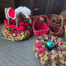 Large Assortment of Baskets & Holiday Decor