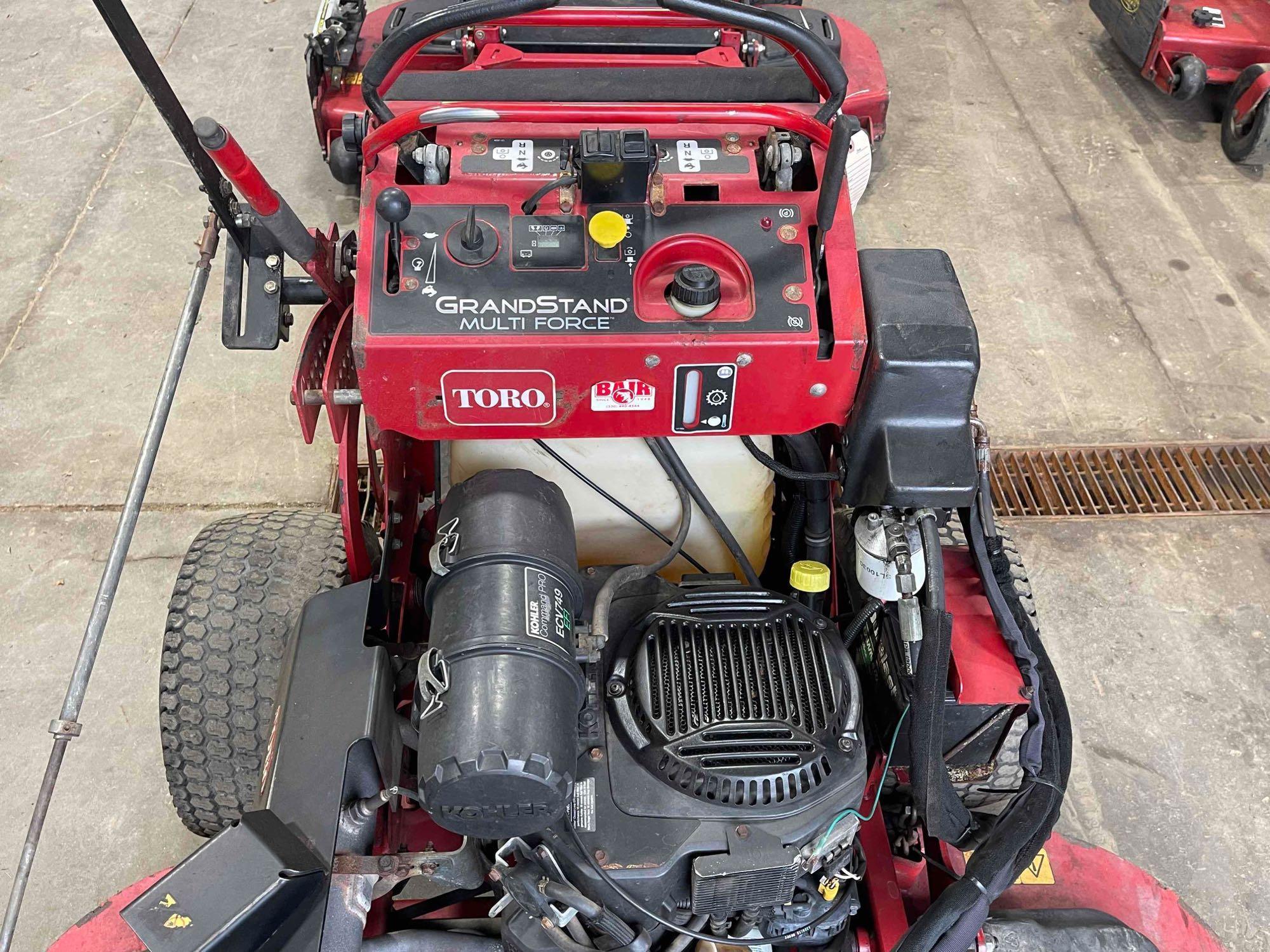 Toro grandstand, multiforce mower, 60 inches, approx 2,000 hrs (showing 253 hours).