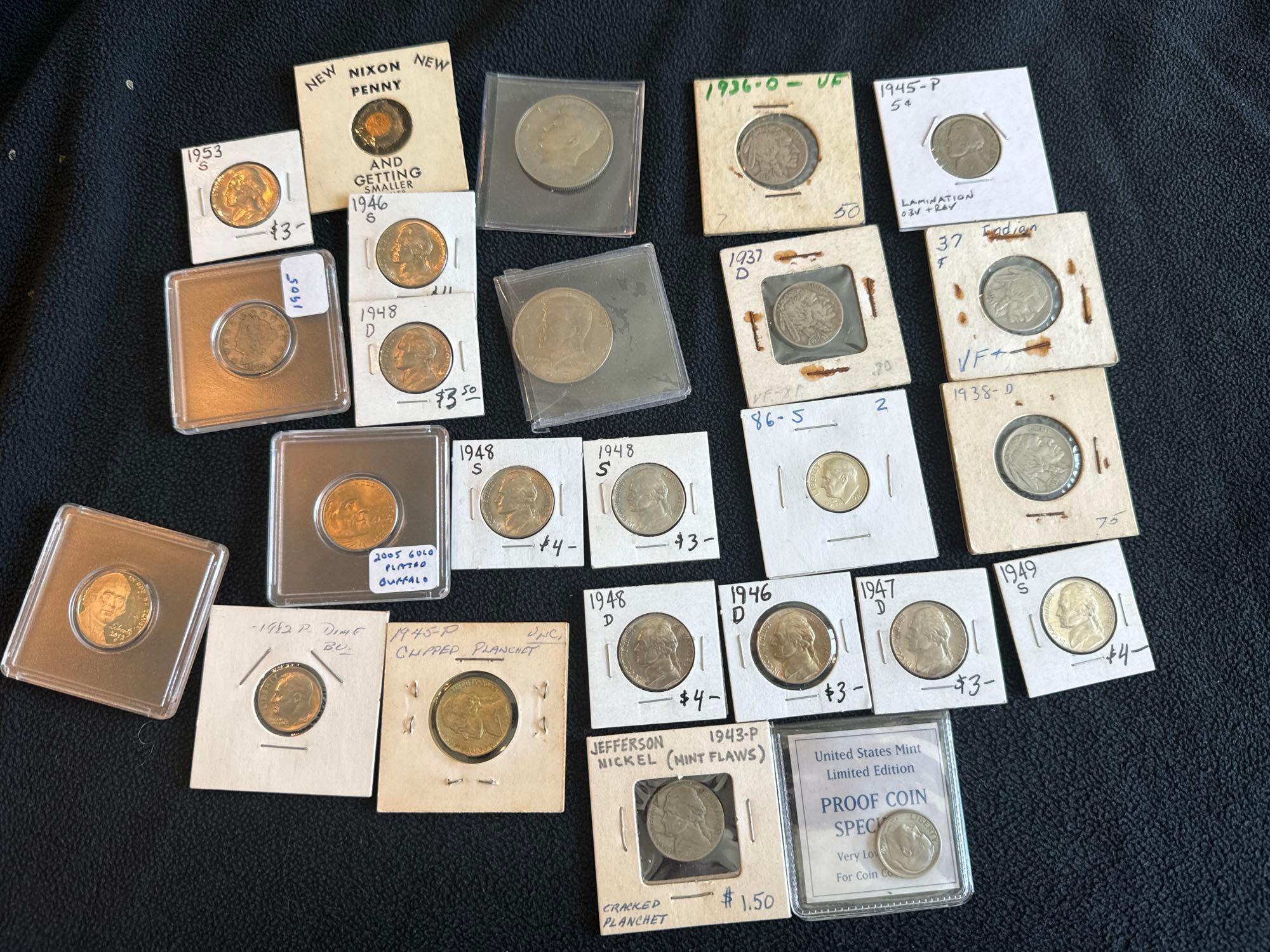 Collectors Grouping Halves, Buffalo Nickels, some high Grade coins and more nice assortment