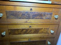 Antique Victorian dresser with glass pulls - marble insert, side drawers and mirror