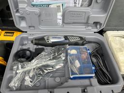 soldering gun - Dremel 4000 - DeWalt impact with charger - Empty DeWalt cordless saw box