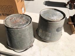 Pair of galvanized buckets