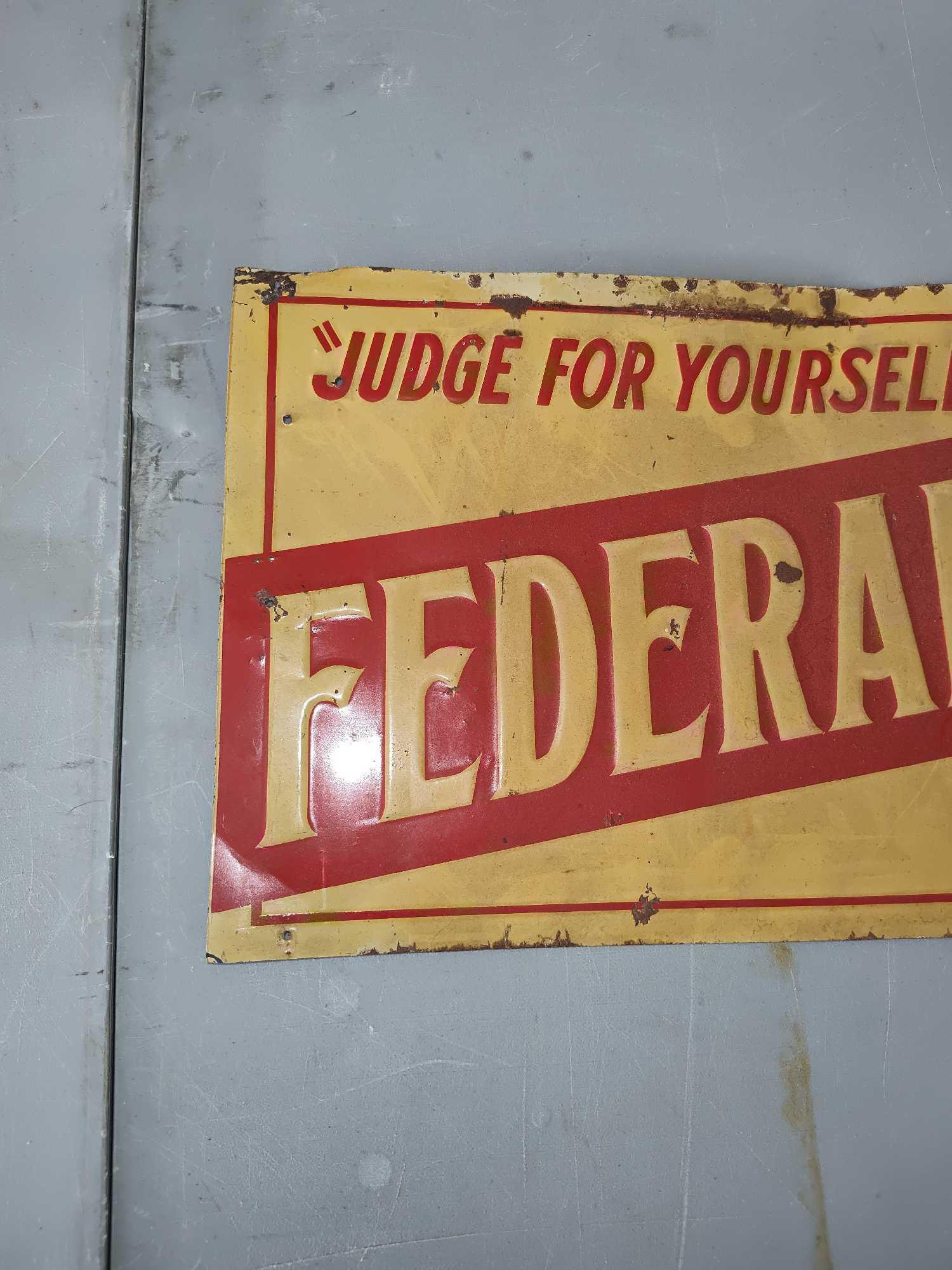 Federal Judge 5 Cent Cigar Embossed Tin Sign 20" x 9"