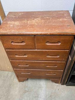 Wooden Dresser, Metal File, Fan, Hardware