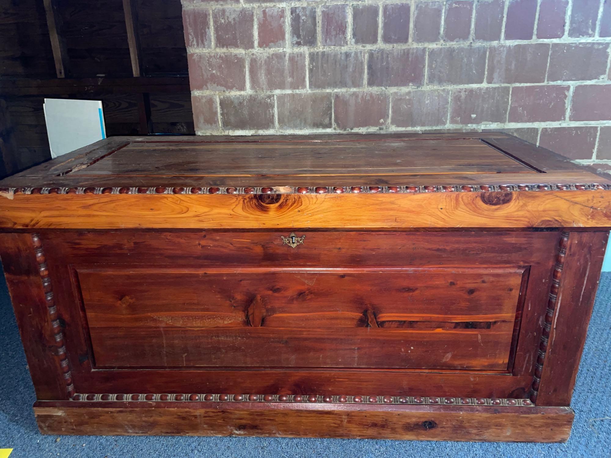 Wooden Chest with Linens