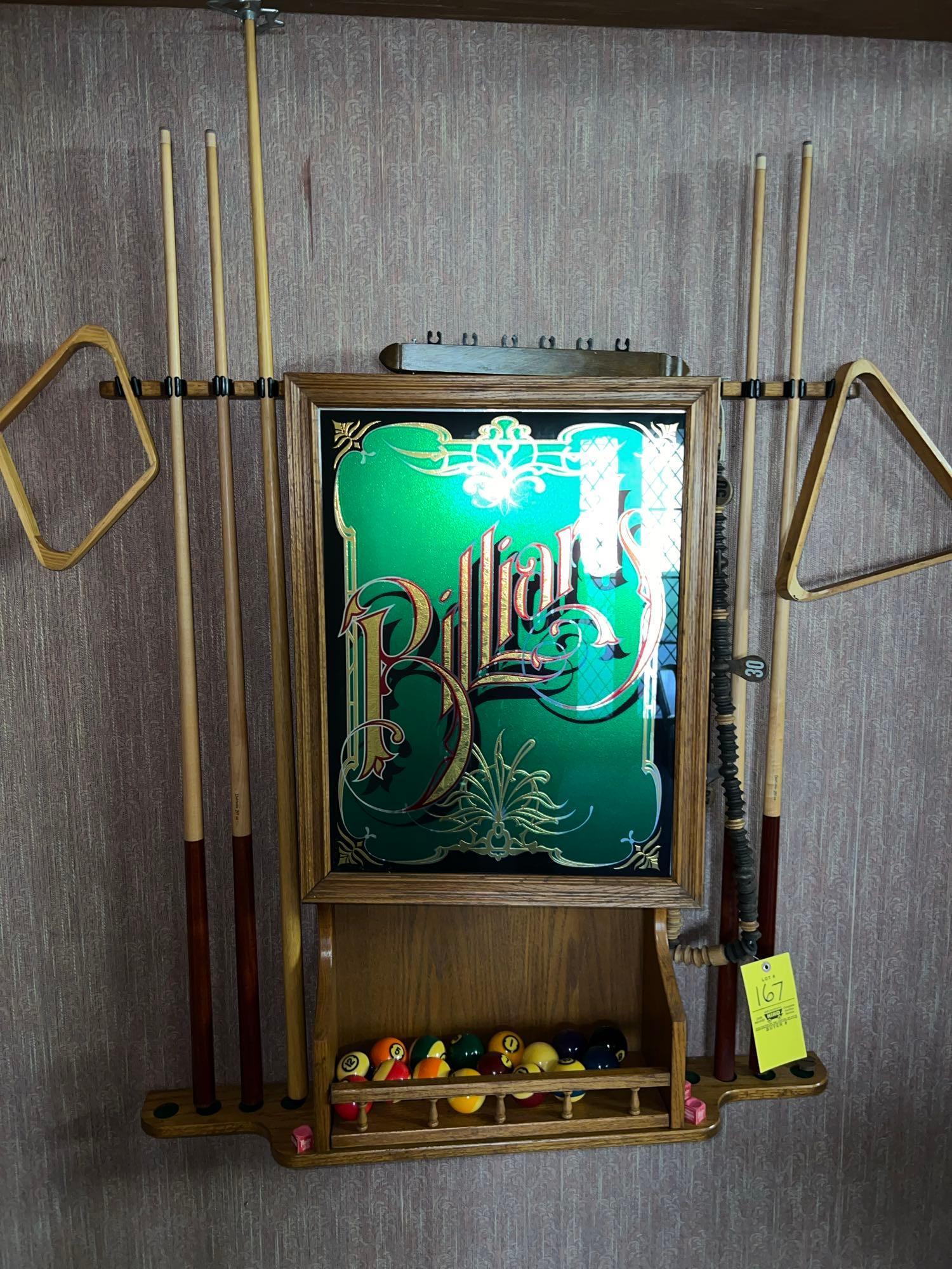 Brunswick Pool Table, Billiards Rack with Accessories