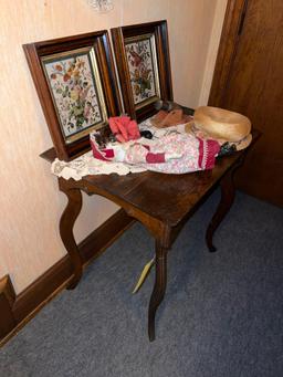 Vintage Side Table, Floral Pictures, Doll