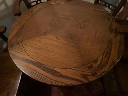 Vintage Oak Tavern Table and (4) Chairs with Carved Horse Heads