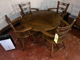 Vintage Oak Tavern Table and (4) Chairs with Carved Horse Heads