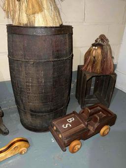 Nail Keg, Doll Size Wagon, Chair Wood Car