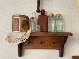 Floating Shelf, Small Glass Jars, Wooden Scoop