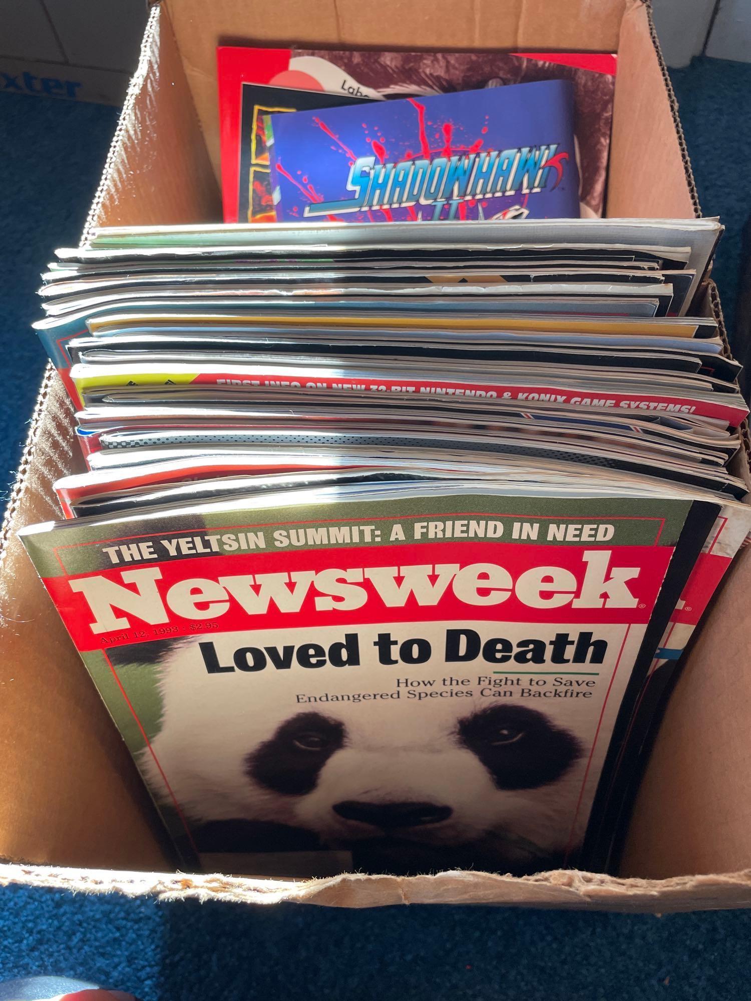 Serving Trays, Longaberger Basket, Assorted Newsweek Magazines