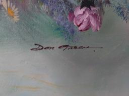 Signed Don Treem Floral Flamed Painting
