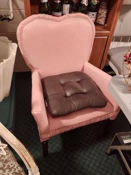 White Cushioned Chair & Pink Cushioned Arm Chair