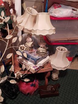 Assortment of Small Decor, Baskets, Lamps, & more