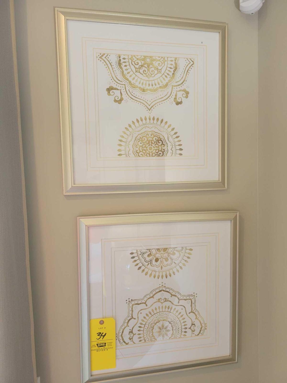 Set of geometric design framed prints