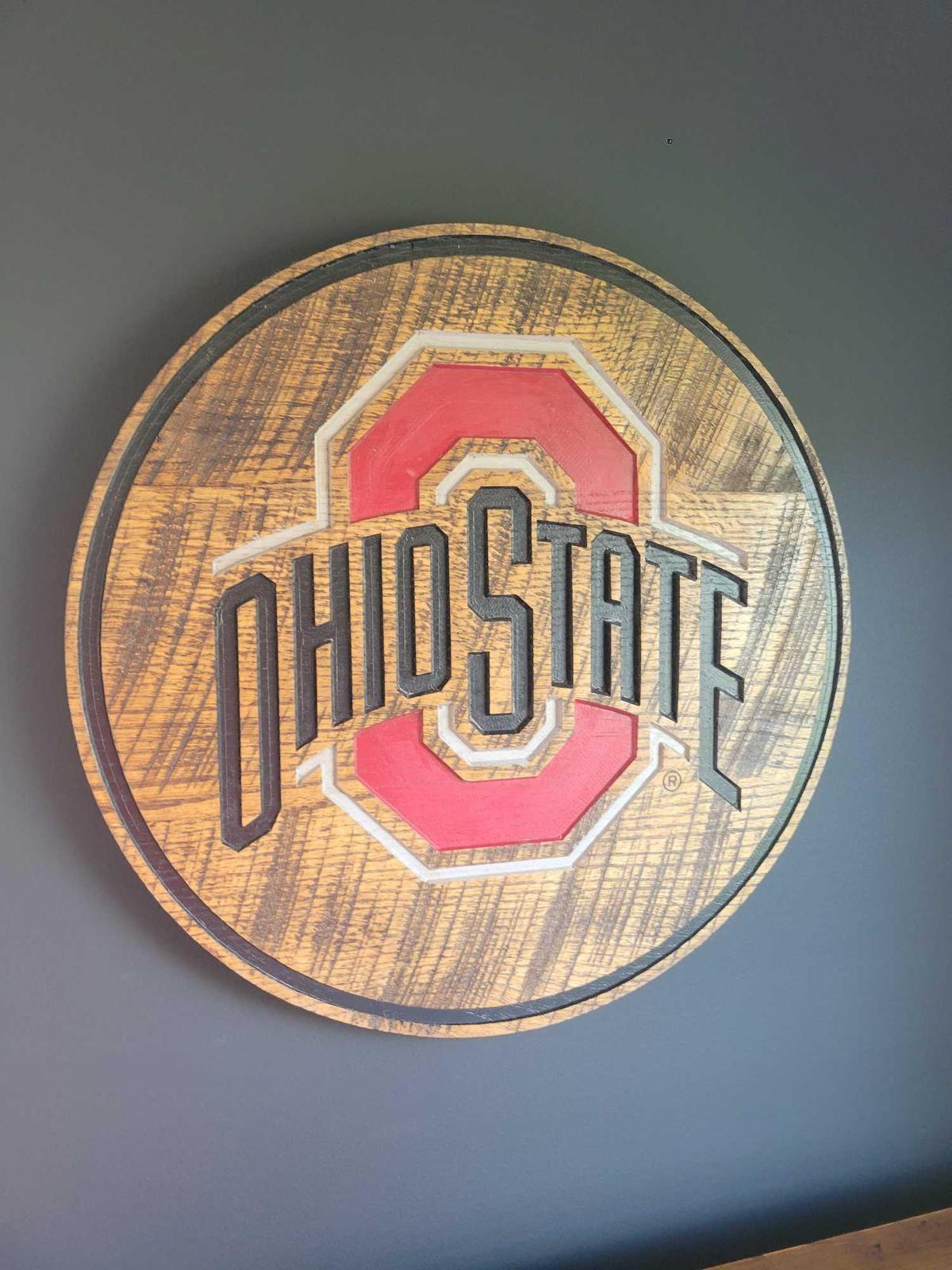 Wood Ohio State themed wall plaque