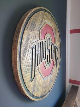 Wood Ohio State themed wall plaque