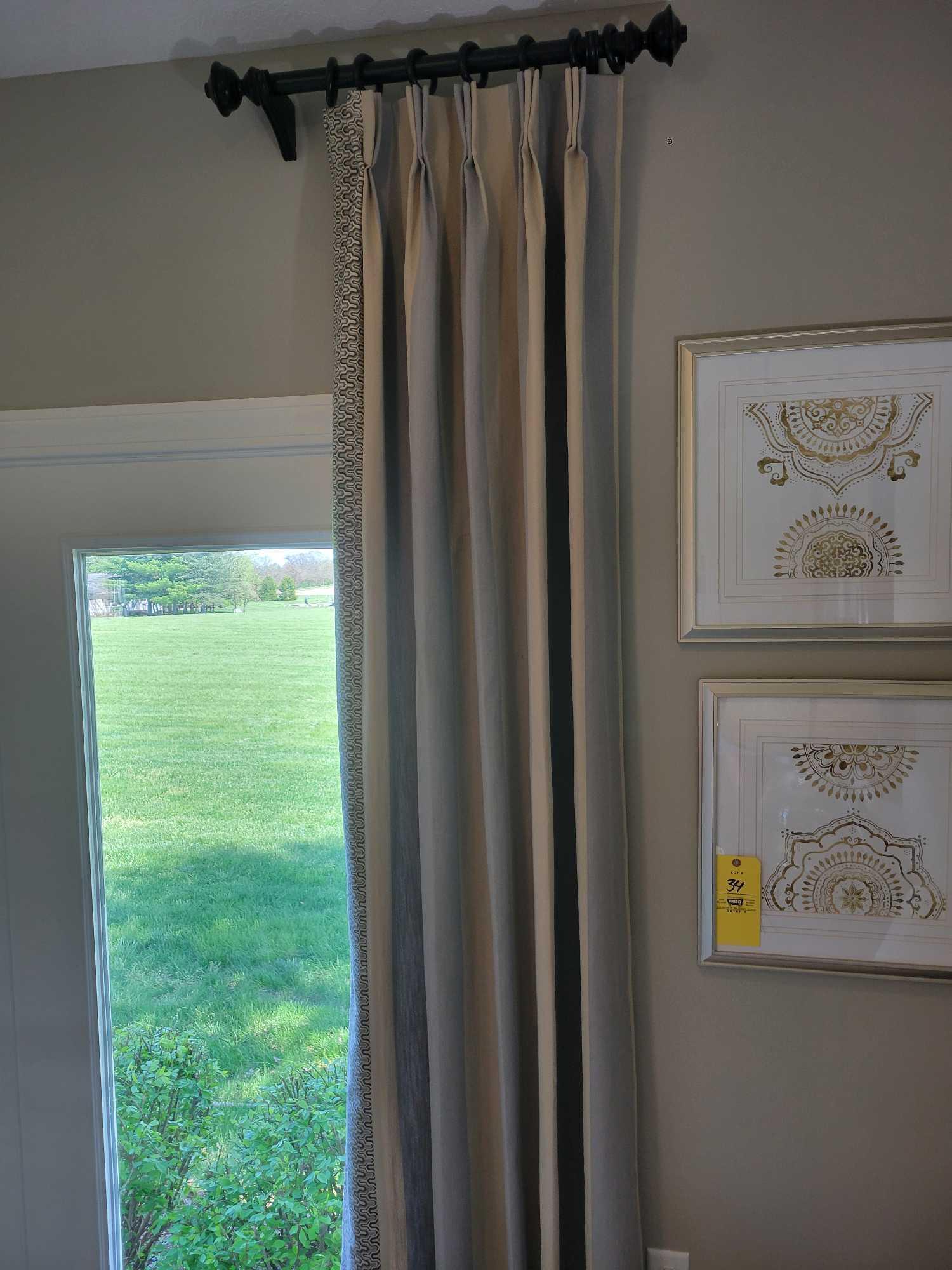 Set of 4 matching curtain panels with rods