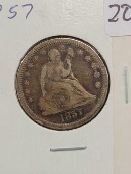 1857 Seated liberty quarter