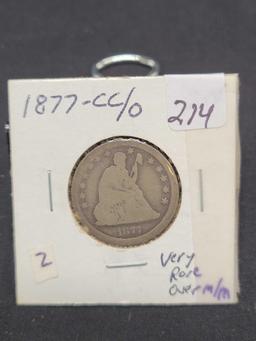 1877 CC Seated Silver Quater