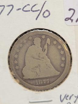 1877 CC Seated Silver Quater