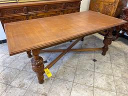 Ornate 1940s Mexican Walnut Dining Room Table