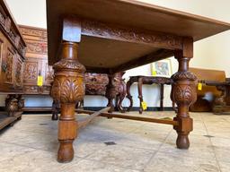 Ornate 1940s Mexican Walnut Dining Room Table