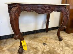 1930s Portuguese Credenza with White Marble and Brazilian Jacaranda Wood