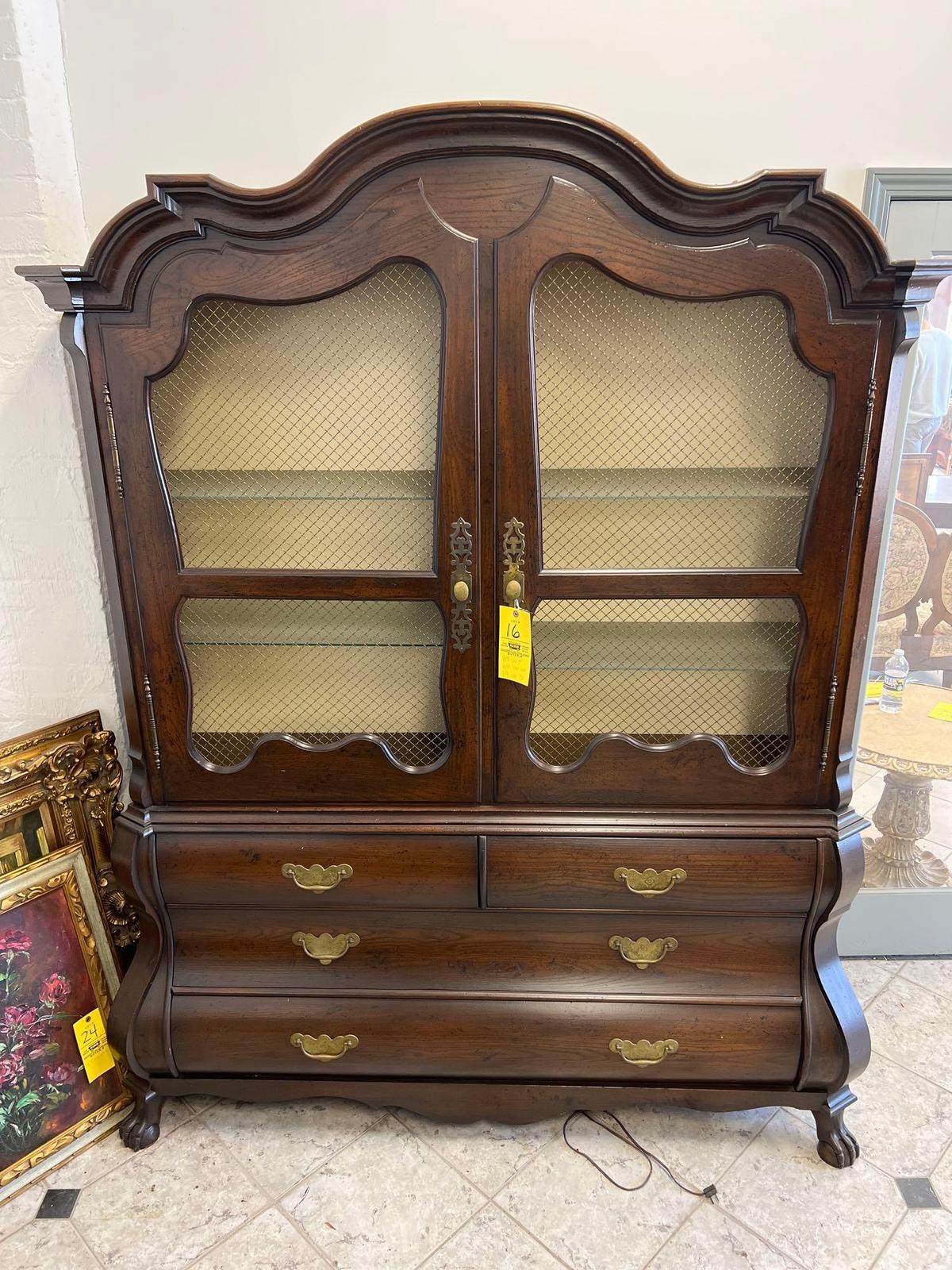 1980s USA Made Dutch Style Dining Room Hutch