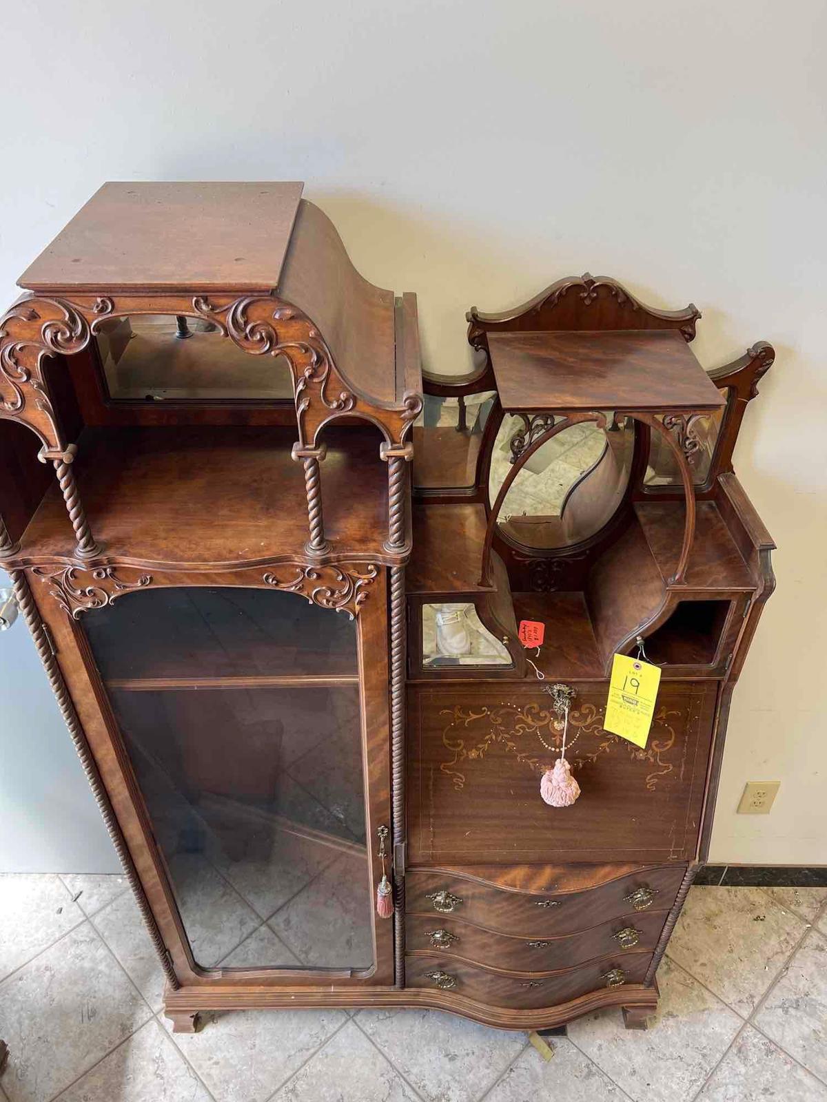 1890s Drop Front Secretary Cabinet