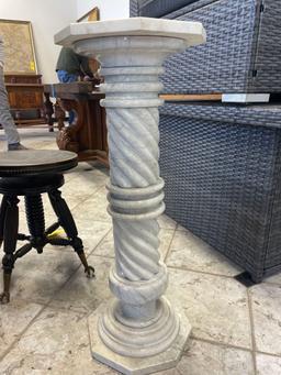 White Marble Pedestal Plant Stand