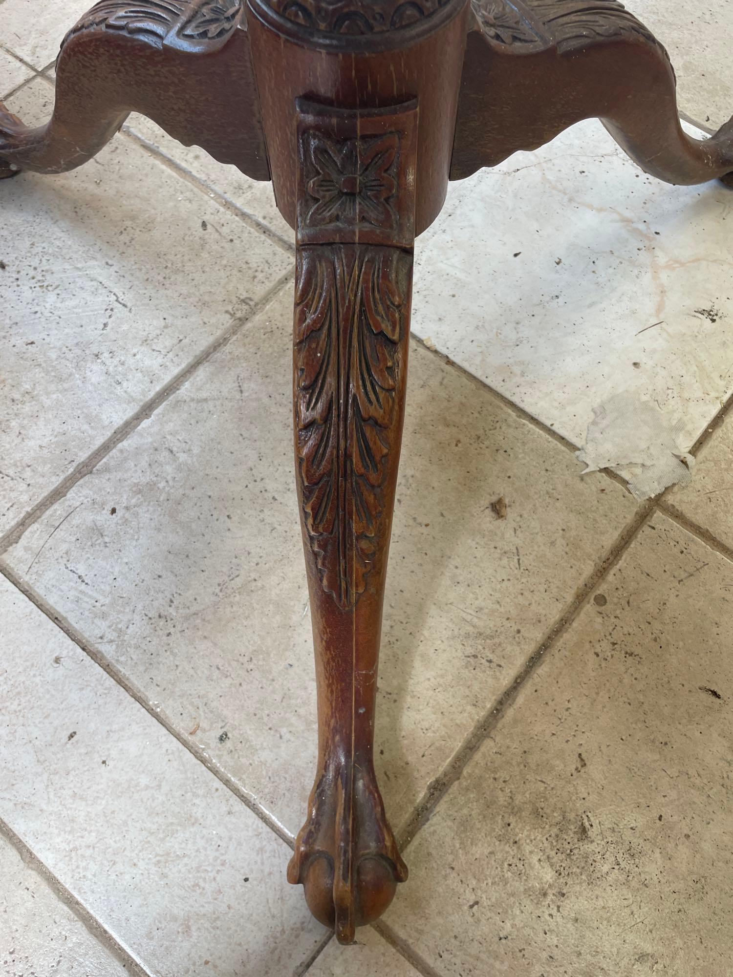 Early Pie Crust Pedestal Tea Table Claw and Ball Footed