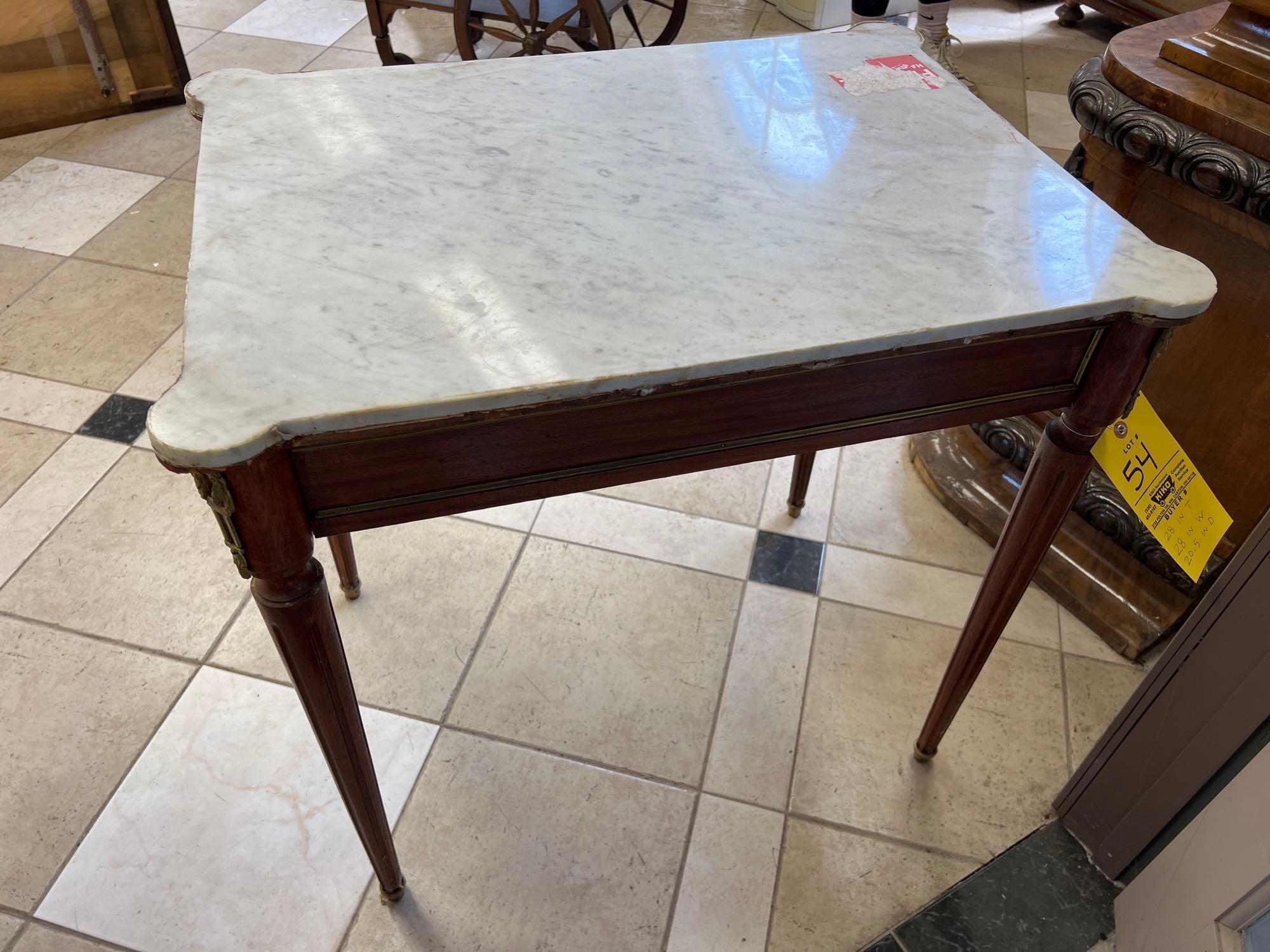 Early Marble Top Side Table with Drawer