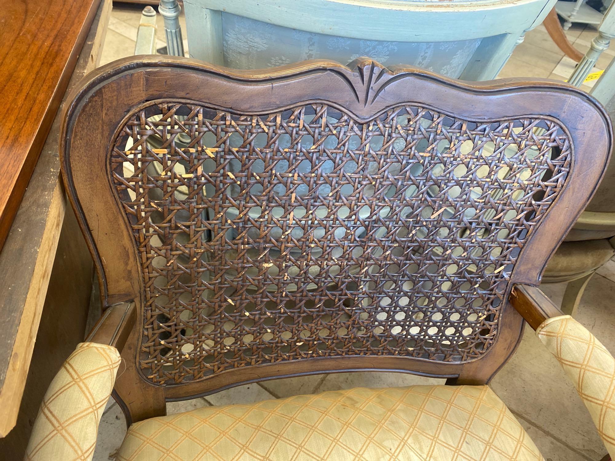 Vintage French Caned Back Arm Chair