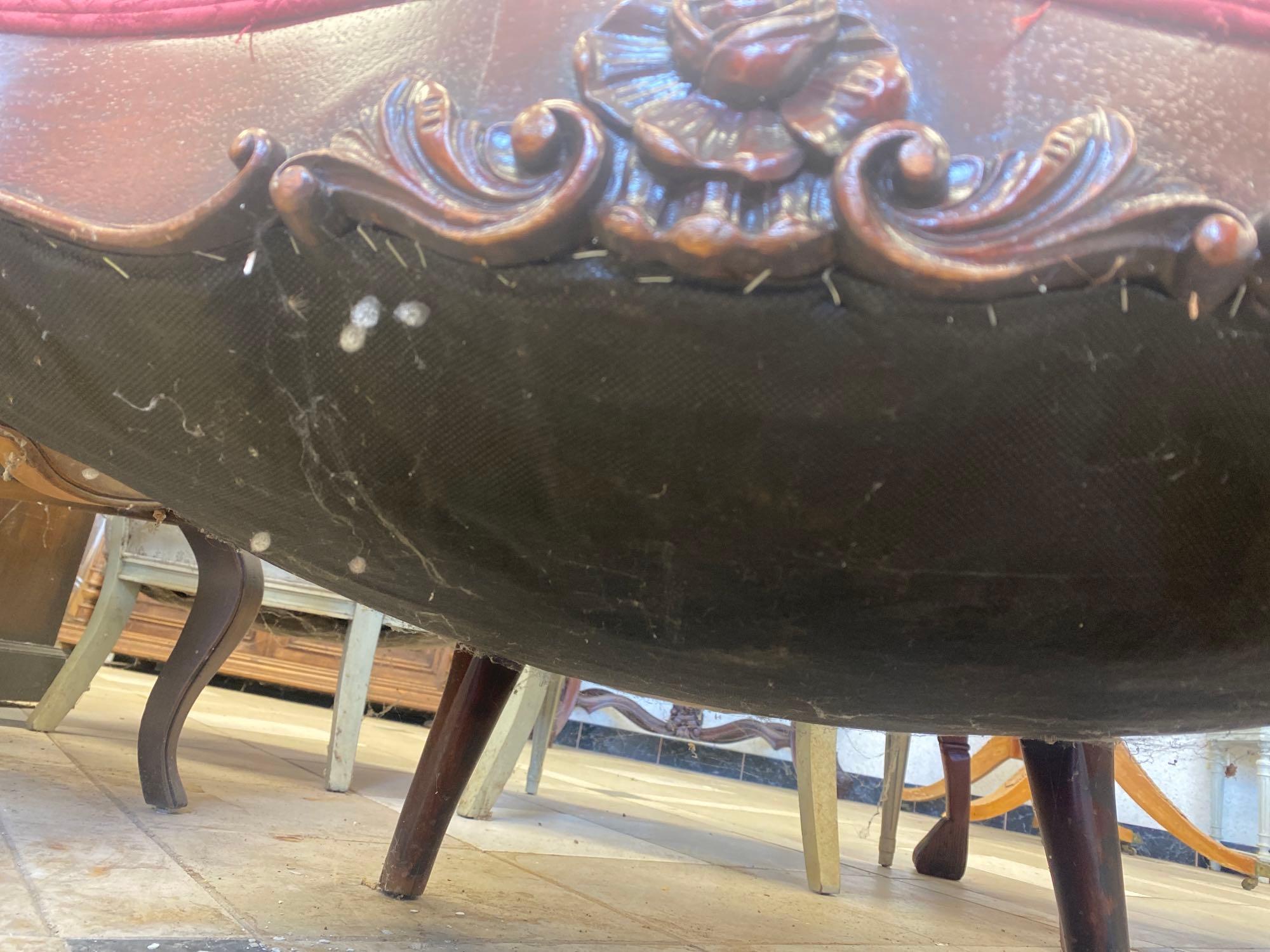 Victorian Carved Wood Upholstered Arm Chair