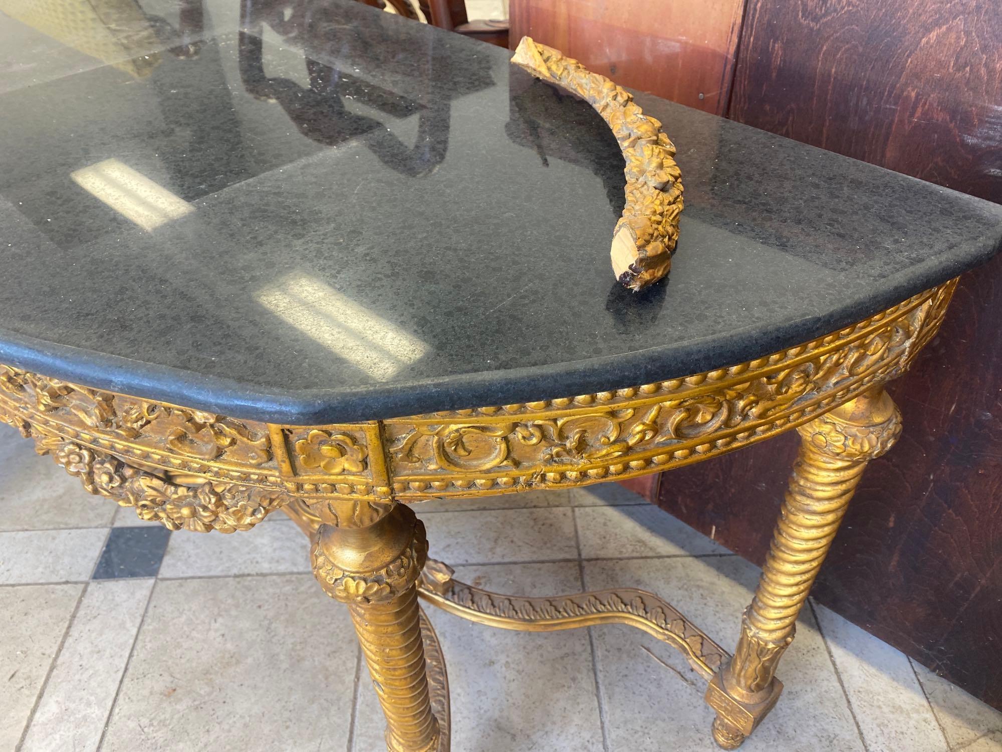 1960s Italian Gold Gilded Green Marble Credenza