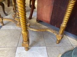 1960s Italian Gold Gilded Green Marble Credenza