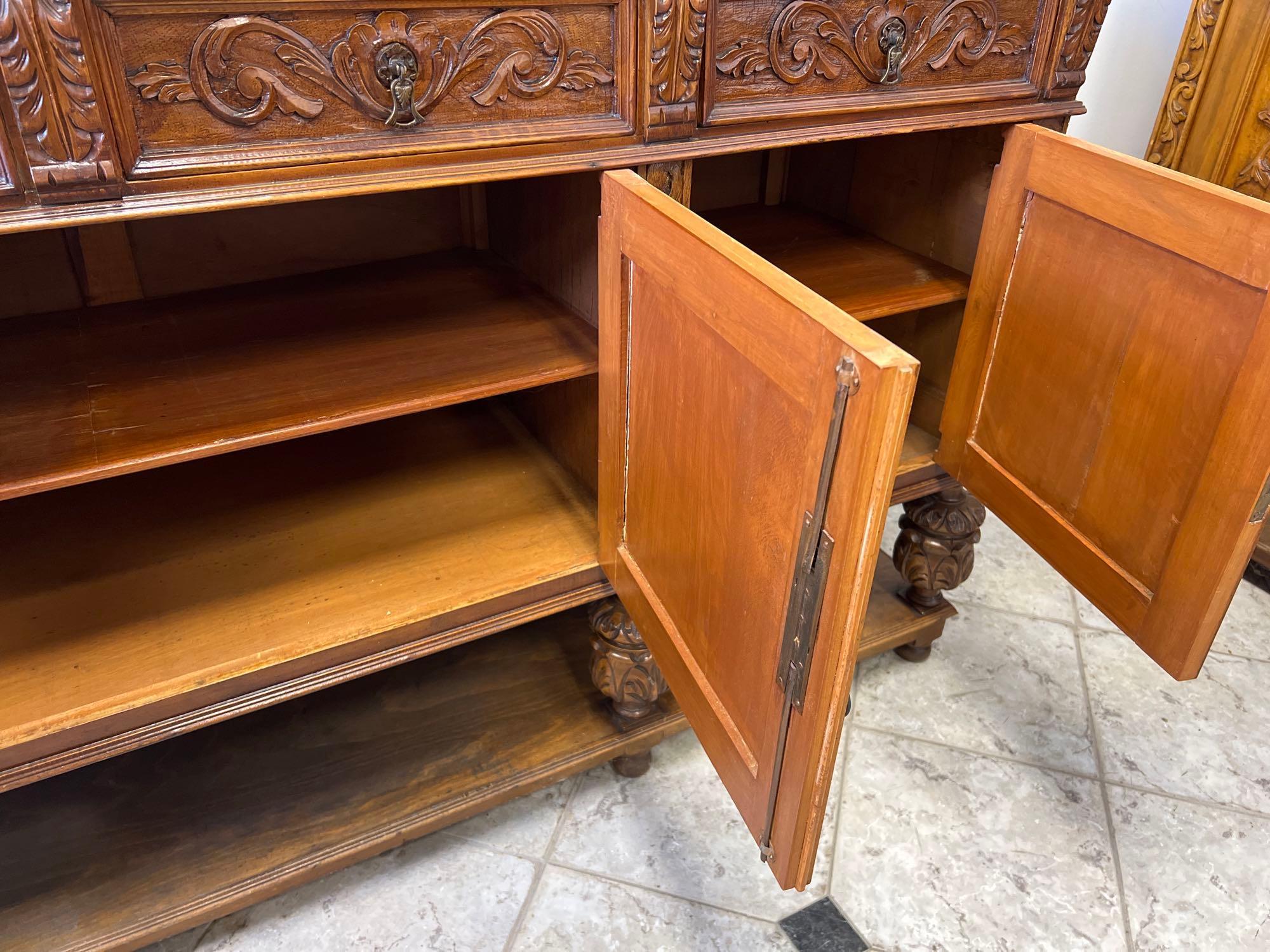 Ornate 1940s Mexican Walnut Buffet Server