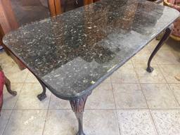 Early Carved Wood Marble Top Console Table