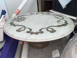Portuguese Bronze Inlaid Marble Coffee Table