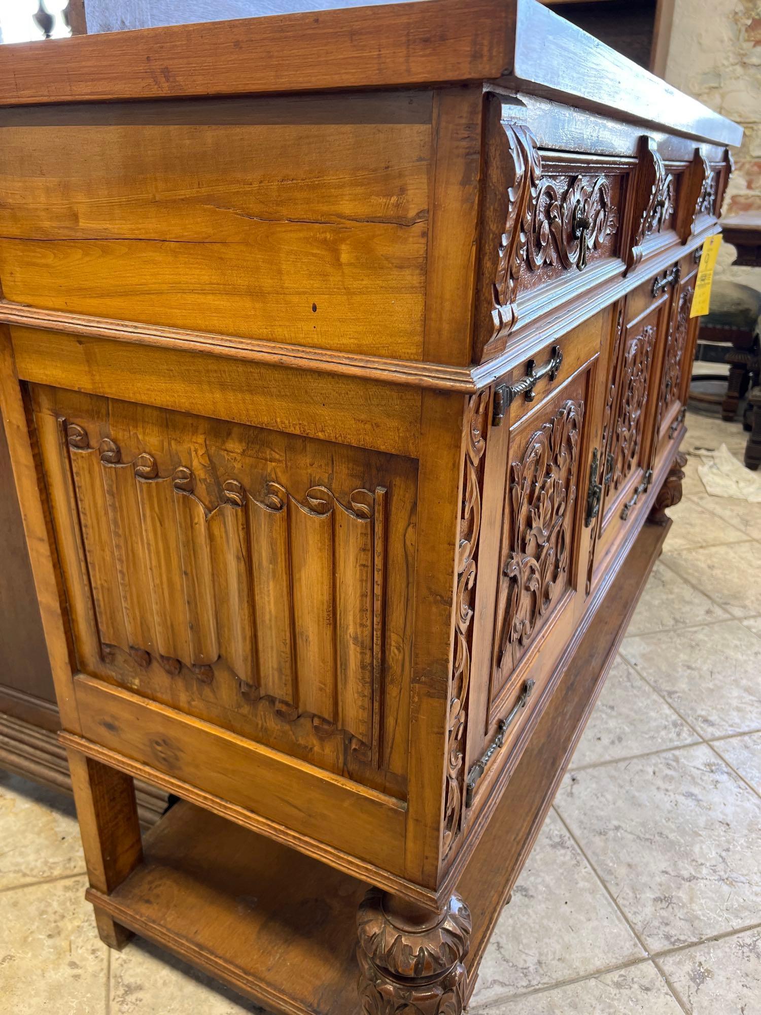 Ornate 1940s Mexican Walnut Buffet Server